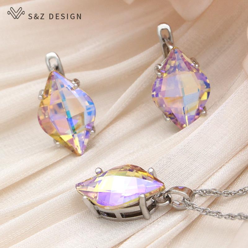 Модные роскошные серьги-капли с призматическими кристаллами для женщин, свадебные серьги цвета розового золота, ювелирные изделия в подарок