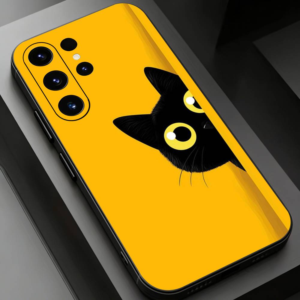 Black Cat Phone case for Samsung Galaxy S24,25,26,23 22,21,S20 Plus Ultra FE soft fundas cases