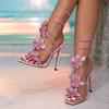 Fashion Liyke Star Style Crystal Flowers Snake Coiled Ankle Strap Sandals Women Sexy Open Toe High Heels Summer Fashion Party Prom Shoes