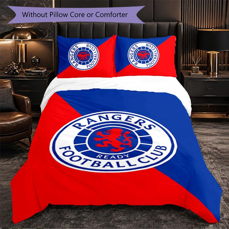 Rangers FC Themed Bedding 3Pcs Duvet Cover Set Decorative Bed Linen For Teen Room Home Decoration