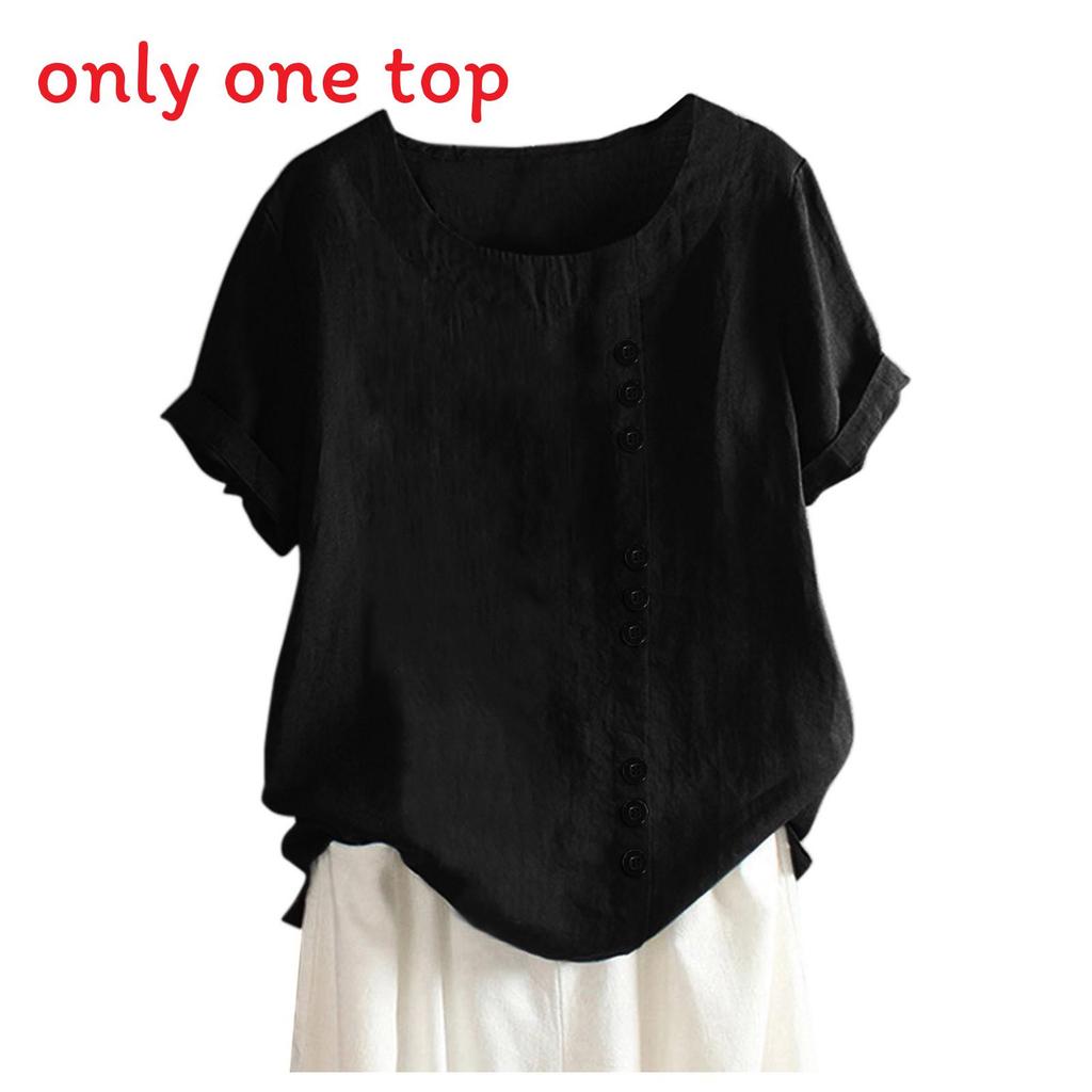 Cotton Linen T Shirt For Women With Loose Fit And Short Sleeves For Casual Wear
