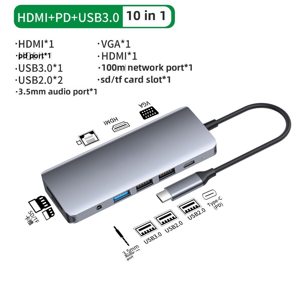 Док-станция 5-в-1 Type-C, концентратор USB-C, гигабитный Ethernet 4K HDMI-адаптер для ноутбука