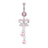 Stainless Steel Belly Button Ring Sexy Drop Dangle Body Piercing Jewelry For Women Girls Pink Zircon Navel Rings Gifts