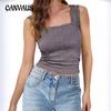 Summer Women's High Stretch Skinny Jacquard Square Neck Sleeveless Vest Women's Tops