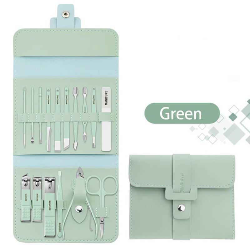 Portable Nail Clippers Nail Clippers Pedicure Tools Scissors Ear Spoon Set Folding Bag 12-16 / Set