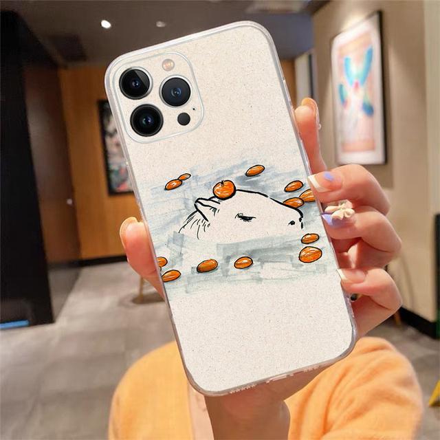 Phone Case For Iphone 14 Pro Max 13 12 11 Pro Max Xs Max Xr X 12mini 7 8 14 Plus Se Cartoon Capybara Case Funda Capa Cell