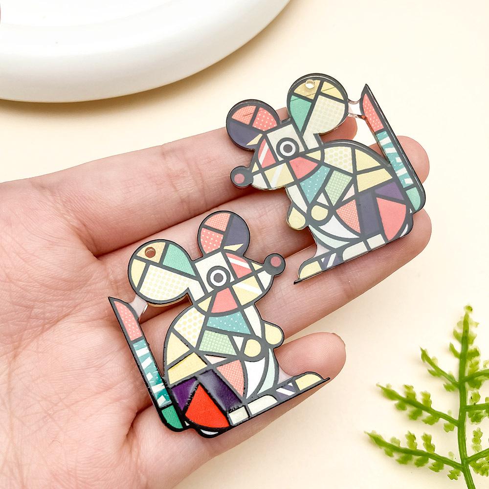 Мультяшная мозаика с животными, акриловый пазл-подвеска для изготовления украшений своими руками