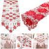 Christmas Decor Tablecloth Printed Embroidered Christmas Table Flag For Home New Year Hollow Table Mat Decoration