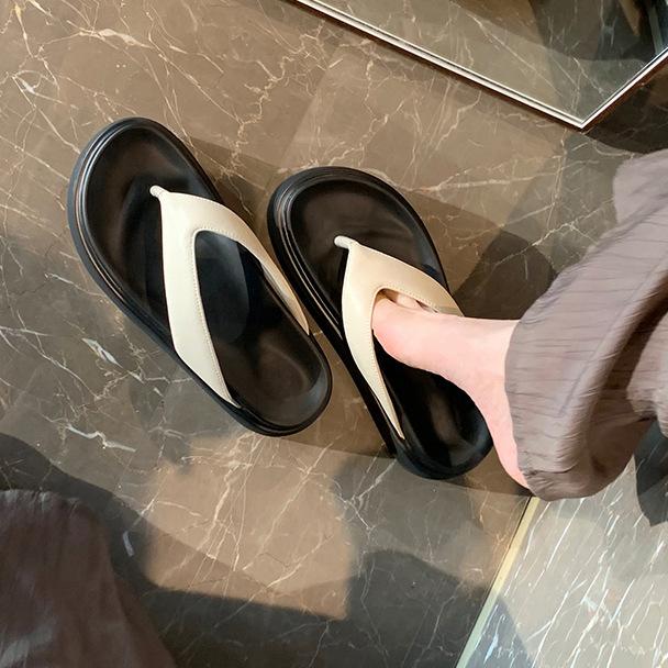 Версия из овчины~ Повседневные универсальные шлепанцы с круглым носком на толстой подошве, простые шлепанцы, женские летние уличные тапочки, холодные тапочки