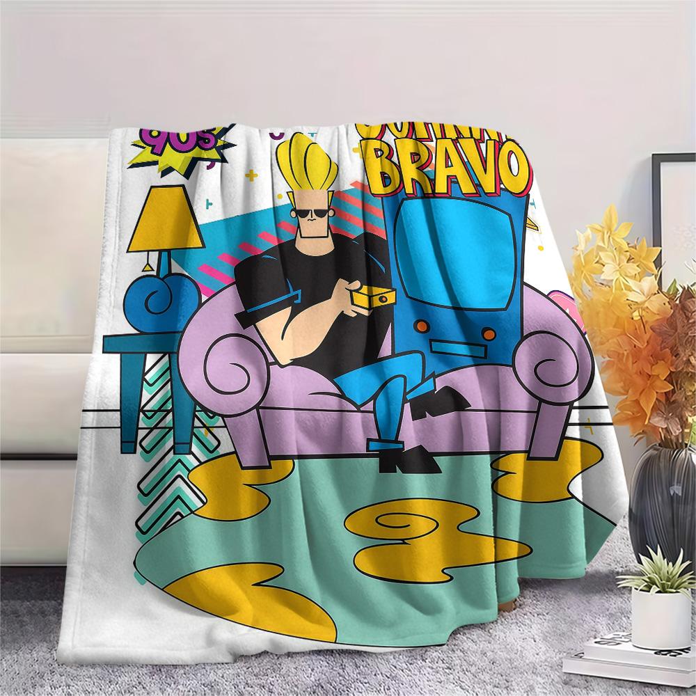 Johnny Bravo Flannel Blanket, High quality Comfortable for All Seasons, Home Decor, Warmth and Comfort