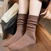 Winter Thickened Wool Socks, Solid Color Soft and Warm Mid-calf Socks, Women's Cold-resistant Snow Socks, Cashmere Pile Long Socks