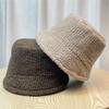 Lamb wool face-slimming fisherman hat for women, autumn and winter versatile, plush, cute, warm, adjustable bucket hat