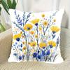 Blue Yellow Wildflower Pillow Cover Watercolor Floral Print Boho Botanical Cushion Case For Sofa Bed Couch Spring Home Decor