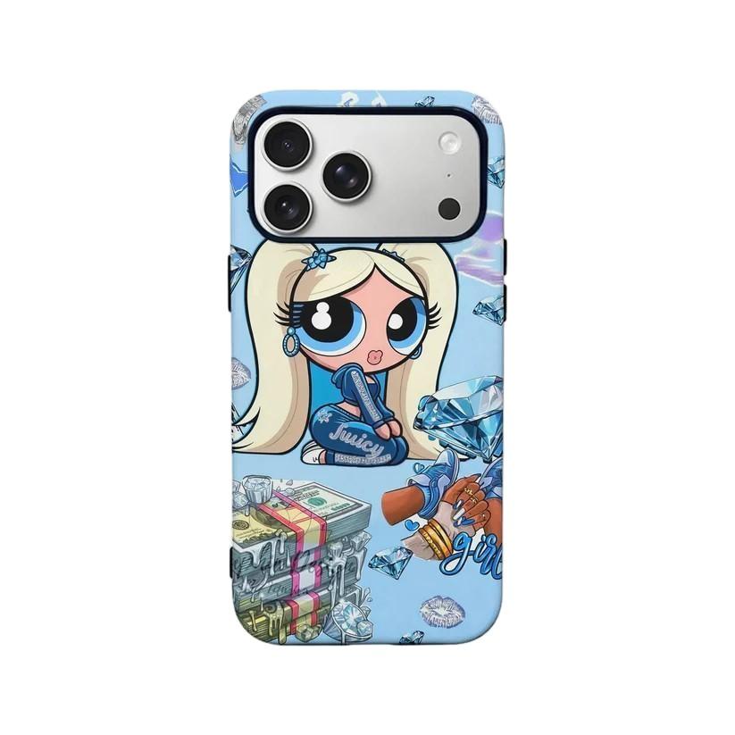 Роскошный Clmj Милый Чехол для Телефона The P-Powerpuffs Girls для iPhone 17 16 15 14 13 12 11 X Air Pro Max Plus Двухслойная Задняя Крышка