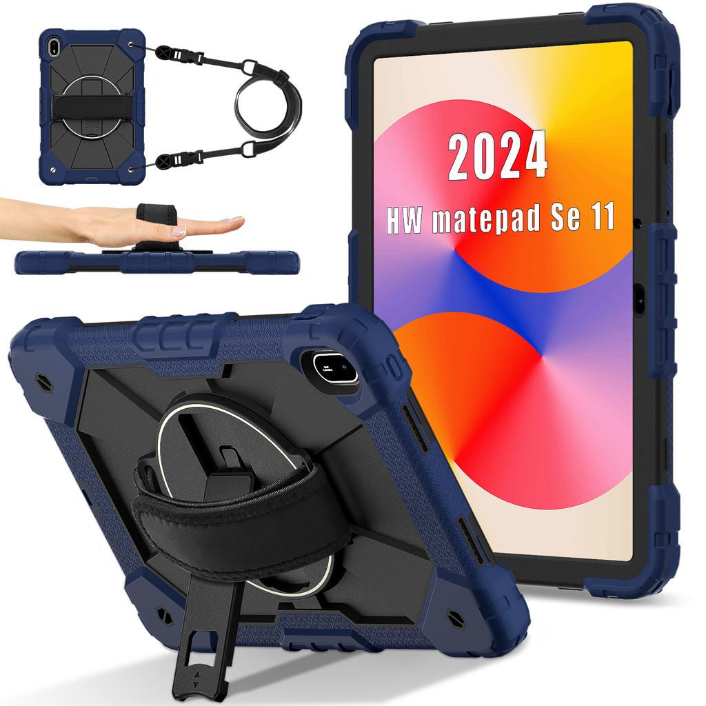 For Huawei MatePad SE 11 Case Kickstand Silicone+PC Tablet Cover with Shoulder Strap