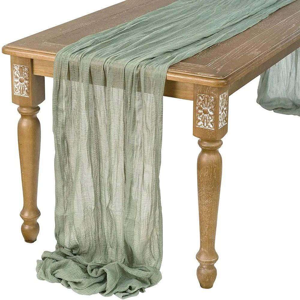 Vintage Table Runners 90x180/300cm Cheesecloth Table Setting Gauze Tablecloth Dinning Decor
