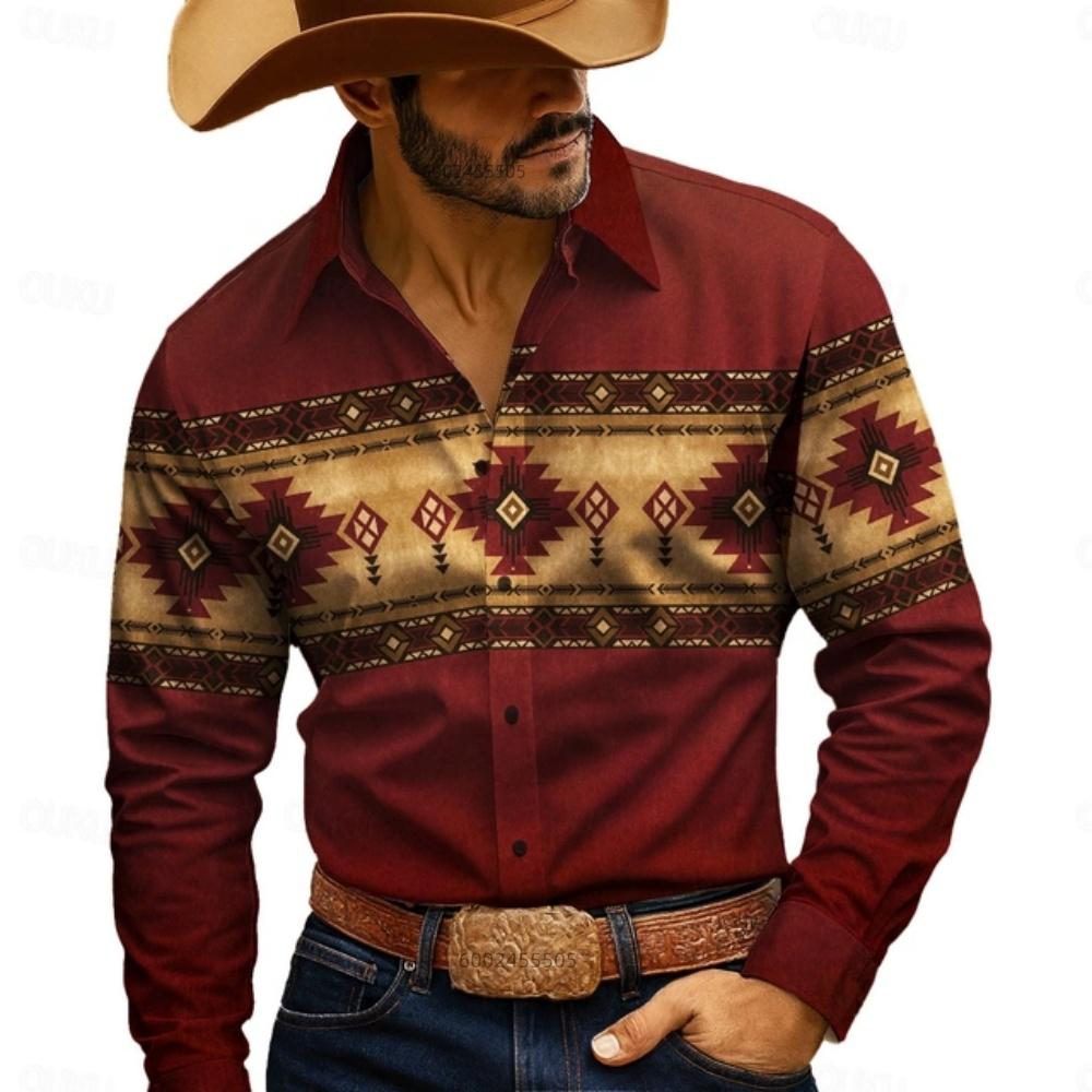 New Men's Shirt 3D HD Printing Western Cowboy Style Men's Top Fashion Casual Design High Quality Comfortable Fabric XS-6XL Size