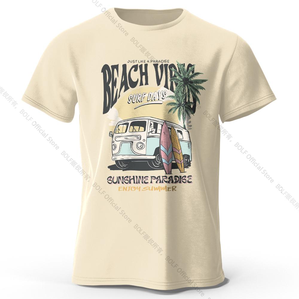 Vintage Vacation Badge Unisex Men Vintage Casual T-Shirt Tees Tops 100% Cotton Lightweight Breathable Simple Stylish Cruise Wear