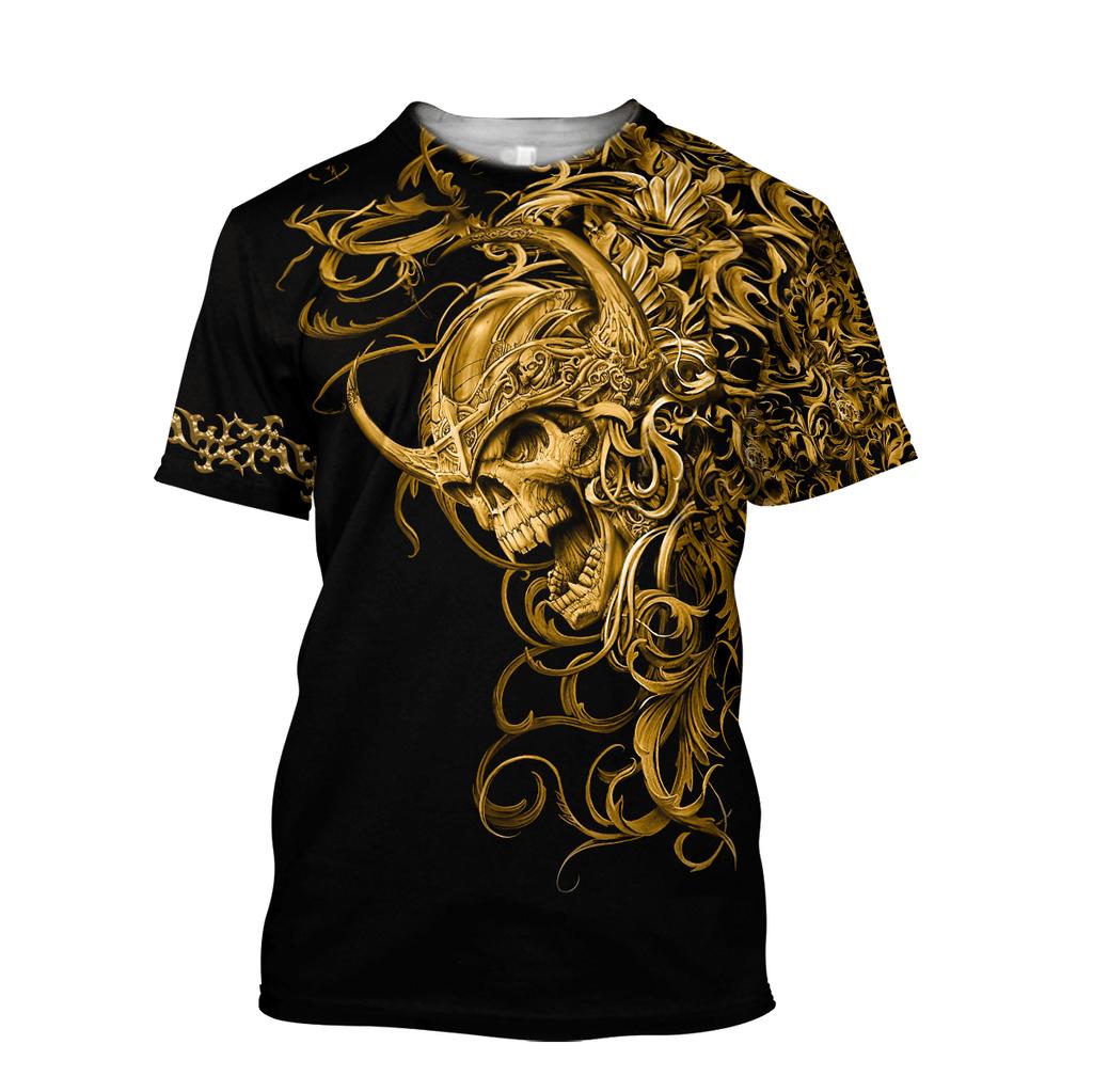 Devil Pattern 3d Print T-shirt Summer Short Sleeve Streetswear Fashion O Neck Men's T-shirts