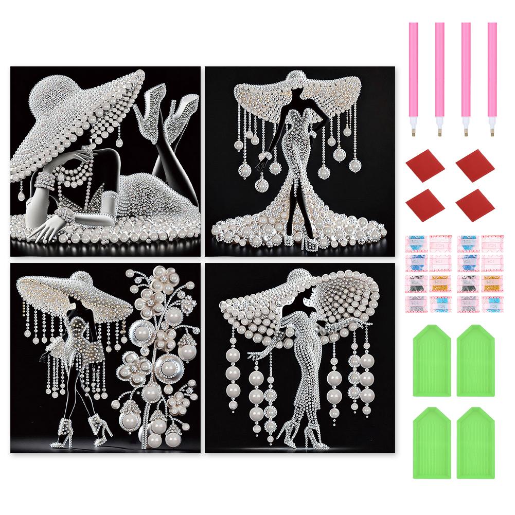 Набор для частичной алмазной вышивки 5D «Сделай сам» для девочки, специальная форма, кристалл, 4 шт., домашний декор