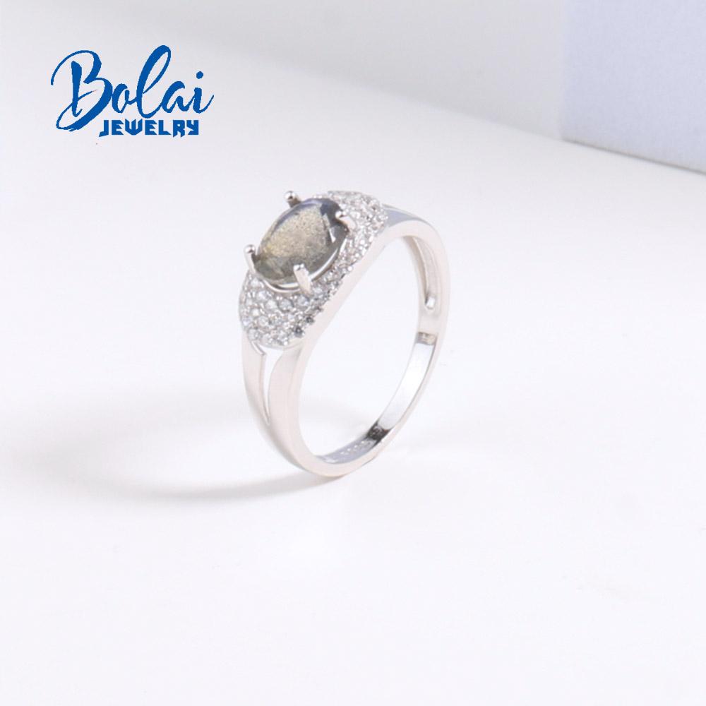 Bolaijewelry Классический дизайн, лабрадорит овальной формы, 6*8 мм, огранка из натурального драгоценного камня, комплект ювелирных изделий из стерлингового серебра 925 пробы, серьги-кольца, изысканные украшения для женщин