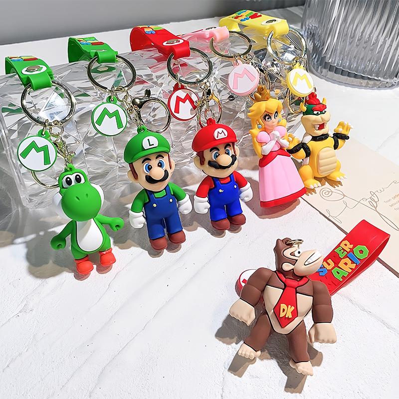 Аниме Брелок-подвеска Super Mario Bros Мультяшный Марио Луиджи Принцесса Пич Брелок для ключей Рюкзак Сумка Брелок для ключей автомобиля Реквизит Подарок