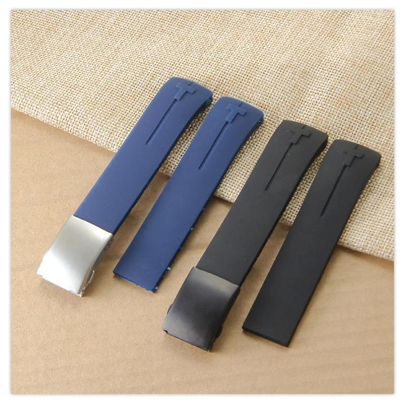 Нескользящий Высокоэластичный для Tissot T-Touch 21 20 мм Черно-Оранжевый T047 T013 T33 Специальный Интерфейс Антивозрастной Силиконовый Ремешок для Часов