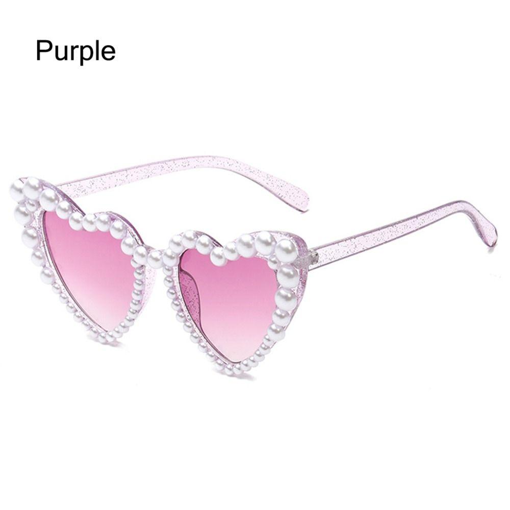 Trending Bling Eyewear Shades Party Glasses Pearls Sun Glasses Heart Sunglasses