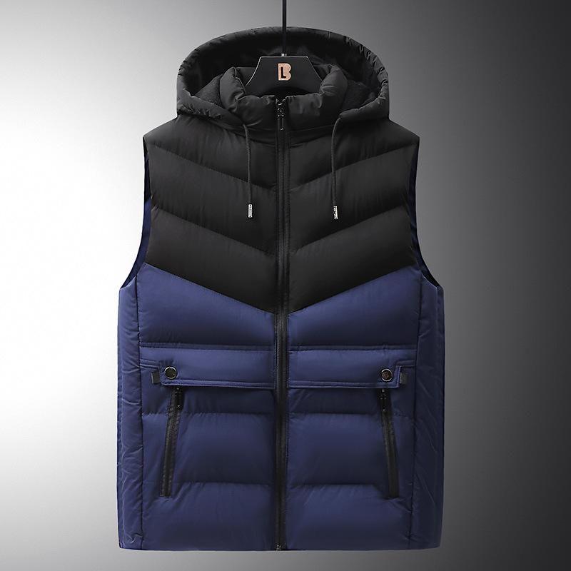 Мужской полосатый жилет, повседневный теплый жилет с капюшоном, куртка