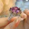 Fashion Heavy Industry Luxury Inlaid Dry Rose Ring Women'S Luxury Imported High Carbon Diamond Fat Square Bird'S Nest Cut Two-Color Gold Ring