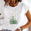 (Asian Size) Women Plant Lovely Flower Trend Cute Short Sleeve Print Tee Top Tshirt  Lady Female Clothing Summer Fashion Casual Graphic T-shirt