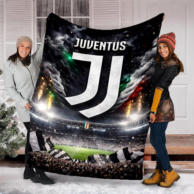 1pc Juventus Theme Blanket - Digital Print, Polyester, Cozy for All Seasons, Perfect for Outdoor, and Travel