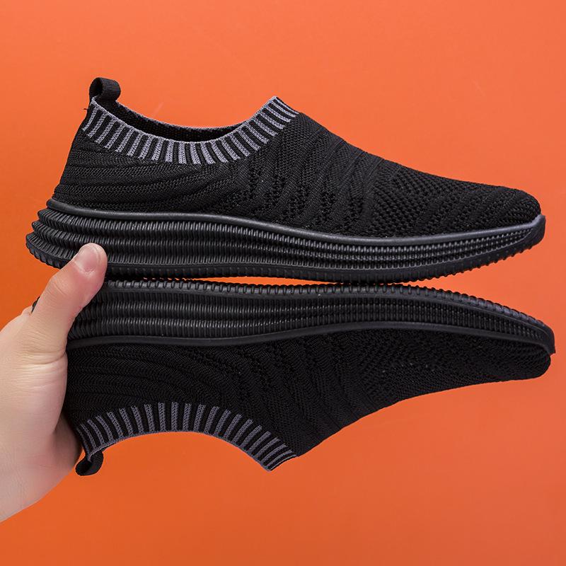 Flying woven mesh shoes spring and summer new shallow mouth light lazy fashion simple breathable comfortable men's shoes