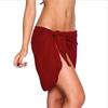 Summer Women's Short Saree Seaside Vacation Beach Party Bikini Cover-ups Solid Color Chiffon Breathable Wrap Mini Skirt