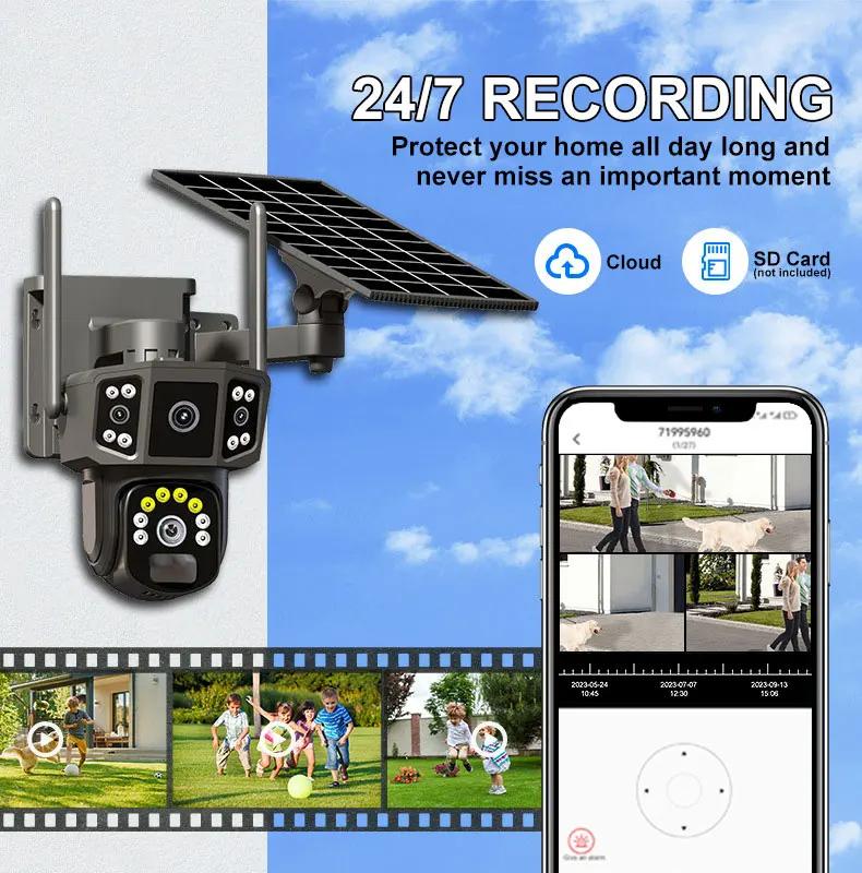 LS VISION 4K Dual Lens 4G SIM Solar Camera 8MP HD PTZ Auto Tracking Outdoor Security Surveillance Wireless WIFI Solar CCTV IP Cameras V380