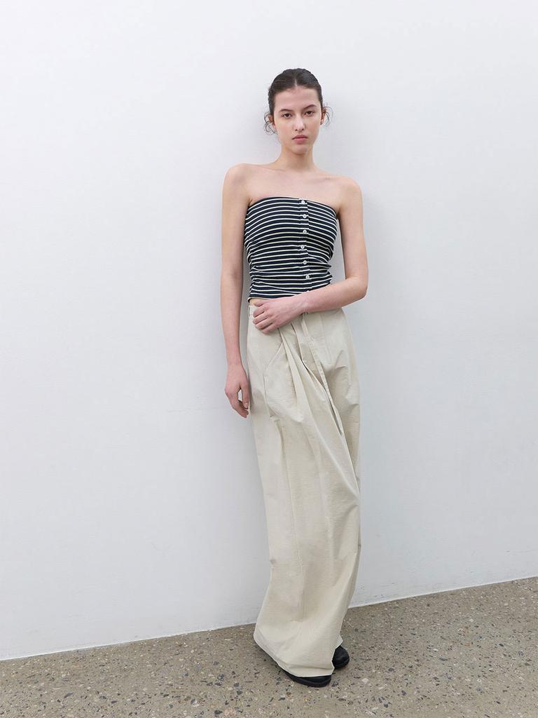 ATELIER NAIN Belted Two Tuck Wide Summer Pants S (Pt-5776)