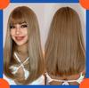 European Straight Wig Women's Fashion Inclined Bangs Puffy Long Wig