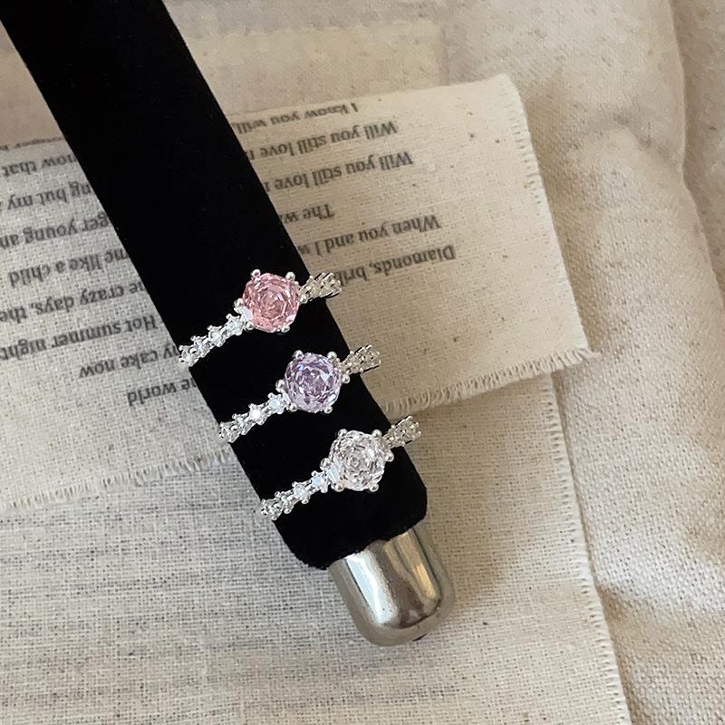 Colored Rose Zircon Ring Luxury Trendy Jewelry for Women