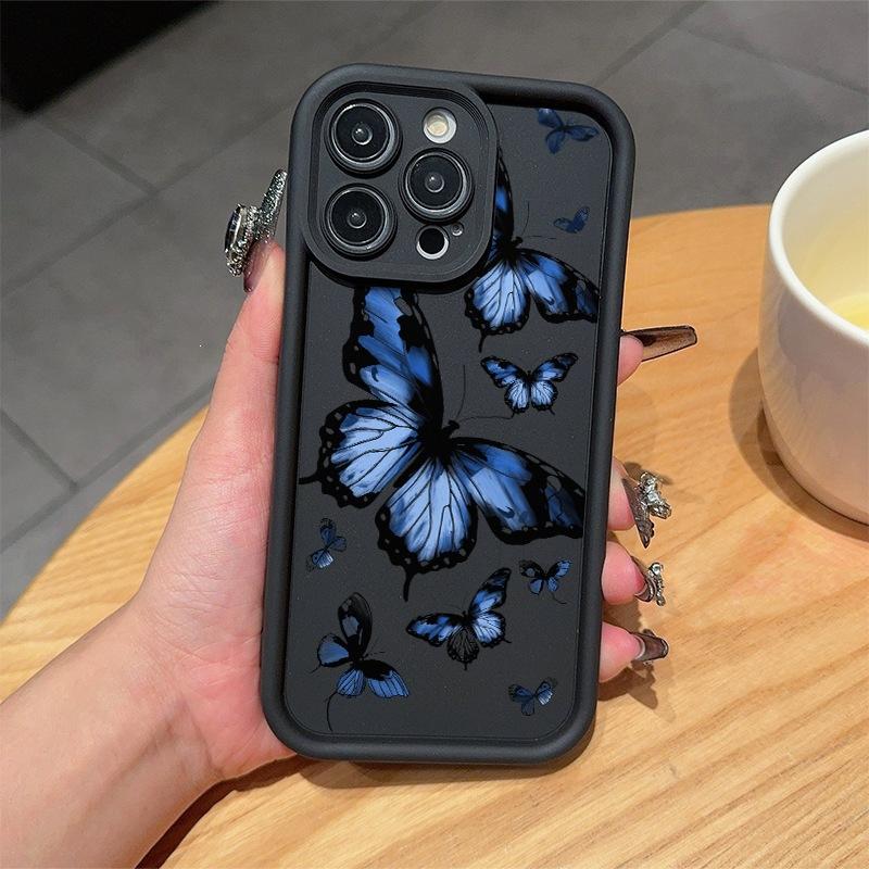 Синий бабочка iPhone15promax чехол для мобильного телефона 11 premium xs Apple 13/14pro все включено 12 мягкий чехол 78