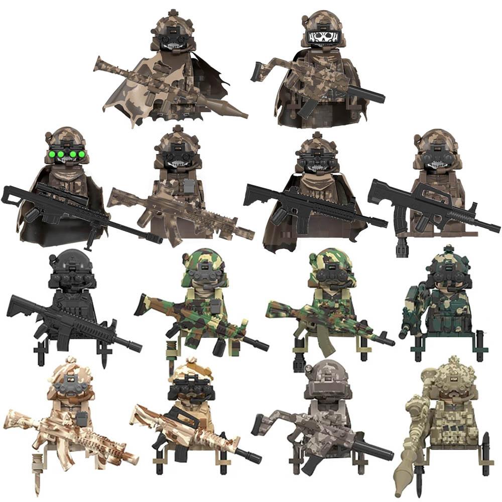 WM6147 WM6168 Military Series SWAT Special Forces Building Blocks Commando Soldier City Police Cap Mini Action Figure Toys