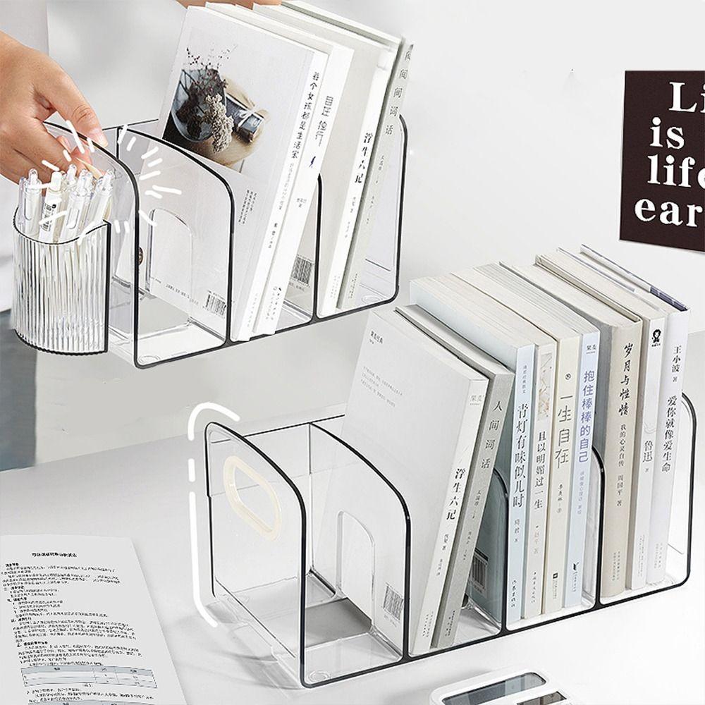 Transparent Handle Bookends Save Space Desk Storage Rack Book Holder Divider Book Stand  Minimalism