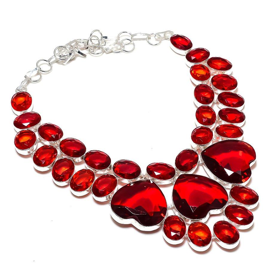 Mozambique Garnet Handmade 925 Sterling Silver Jewelry Necklace 18" C8W53