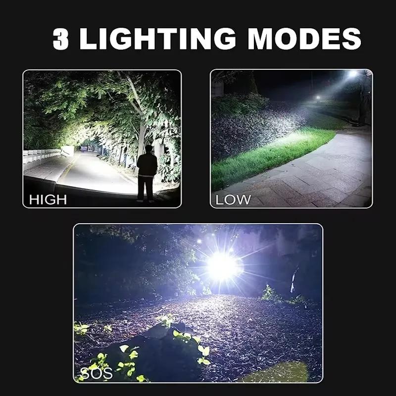 High-power Bright LED Flashlight Outdoor Multifunctional Flashlight USB Charging Telescopic Zoom Long-distance Flashlight