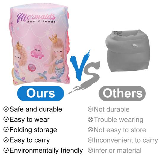 1 Pair Toddler Swim Arm Floaties Bright Color Comfortable Fit Cartoon Print Inflatable