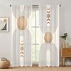 2pcs Set Modern Geometric Circle Line Print Semi-Shading Curtains for Living Room Fade-Resistant Polyester Perfect for Home
