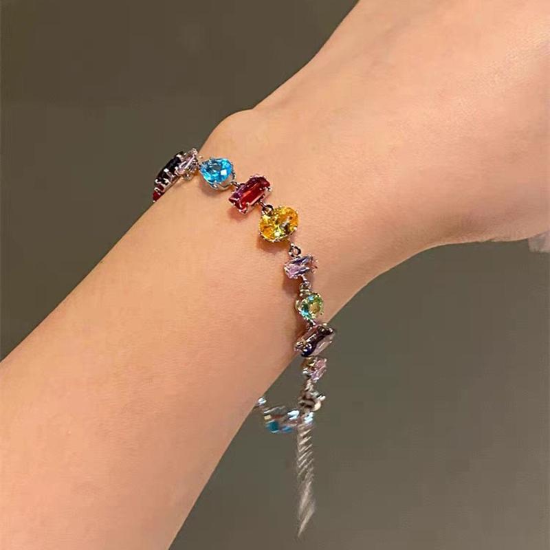 Girls Colored Bracelet Sparkling  Bangle For Women Beautiful Baroque Style Stones Bracelet