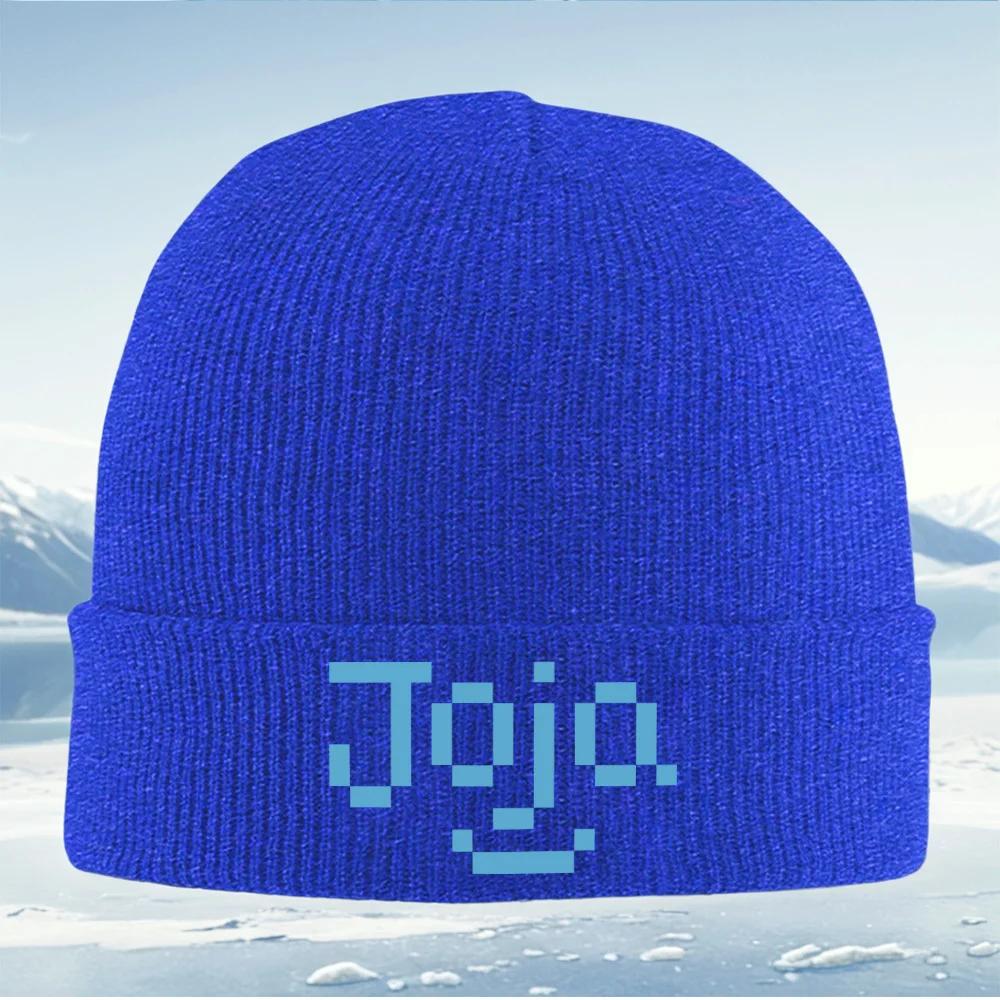 Blue pixel text art face design Unisex Women Unisex Knitted Hat Beanie Pullover Cap Winter Thermal Warm Christmas Outdoor Cycl
