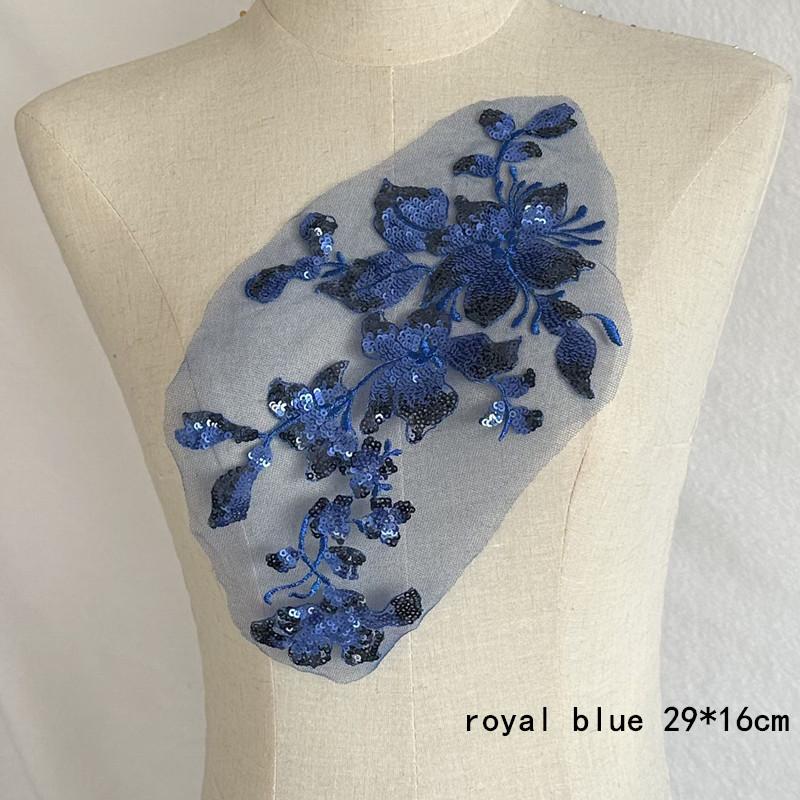 Mesh Lace Flower 2pc Colorful Sequins Hand Sewing Diy Embroidered Cloth Stickers Skirt Decoration Accessories Patch Dance Clothes