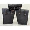 Hand-Crafted Black Leather 3 Saddle Bag Motorcycle Swingarm 2 Storage Tool Pouch