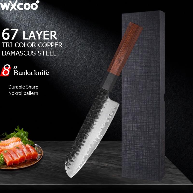 Японский нож Kiritsuke WXCOO для нарезки мяса, филе рыбы, Дамасский нож для разделки, Профессиональные кухонные ножи шеф-повара, Деревянная ручка
